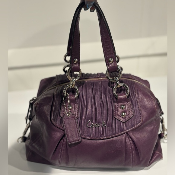 Rare Coach Kristin Gathered Leather Satchel 15232 – Plum Purple - Picture 1 of 9